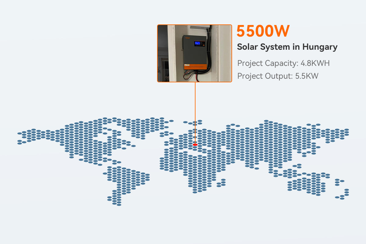 5500w off grid solar system with 4.8kwh battery in Hungary