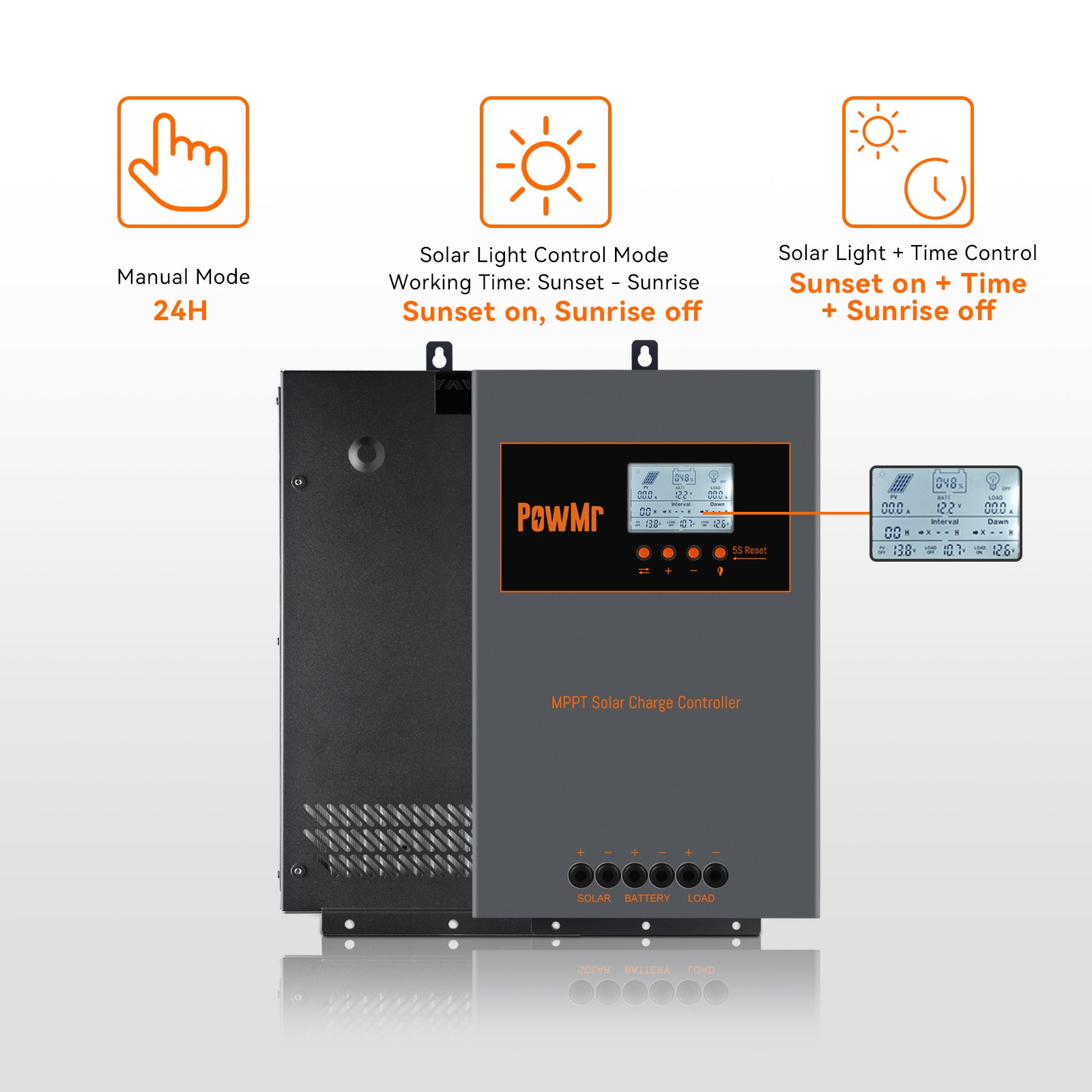 100A mppt solar charge controller with timer