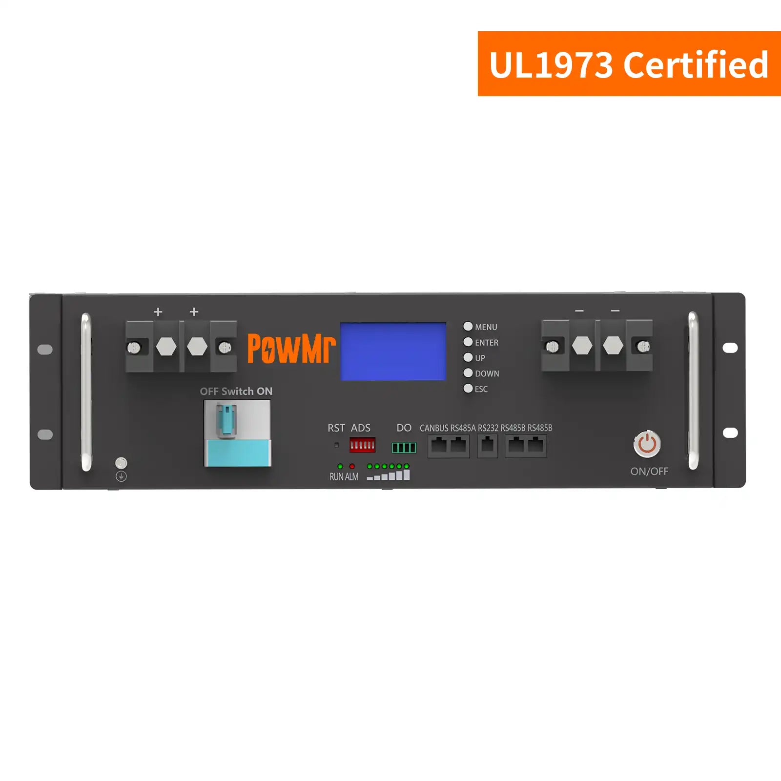 100Ah 51.2V Stackable Lithium Battery with 50A Max Charging and 100A Max Discharging Current UL1973 Certified