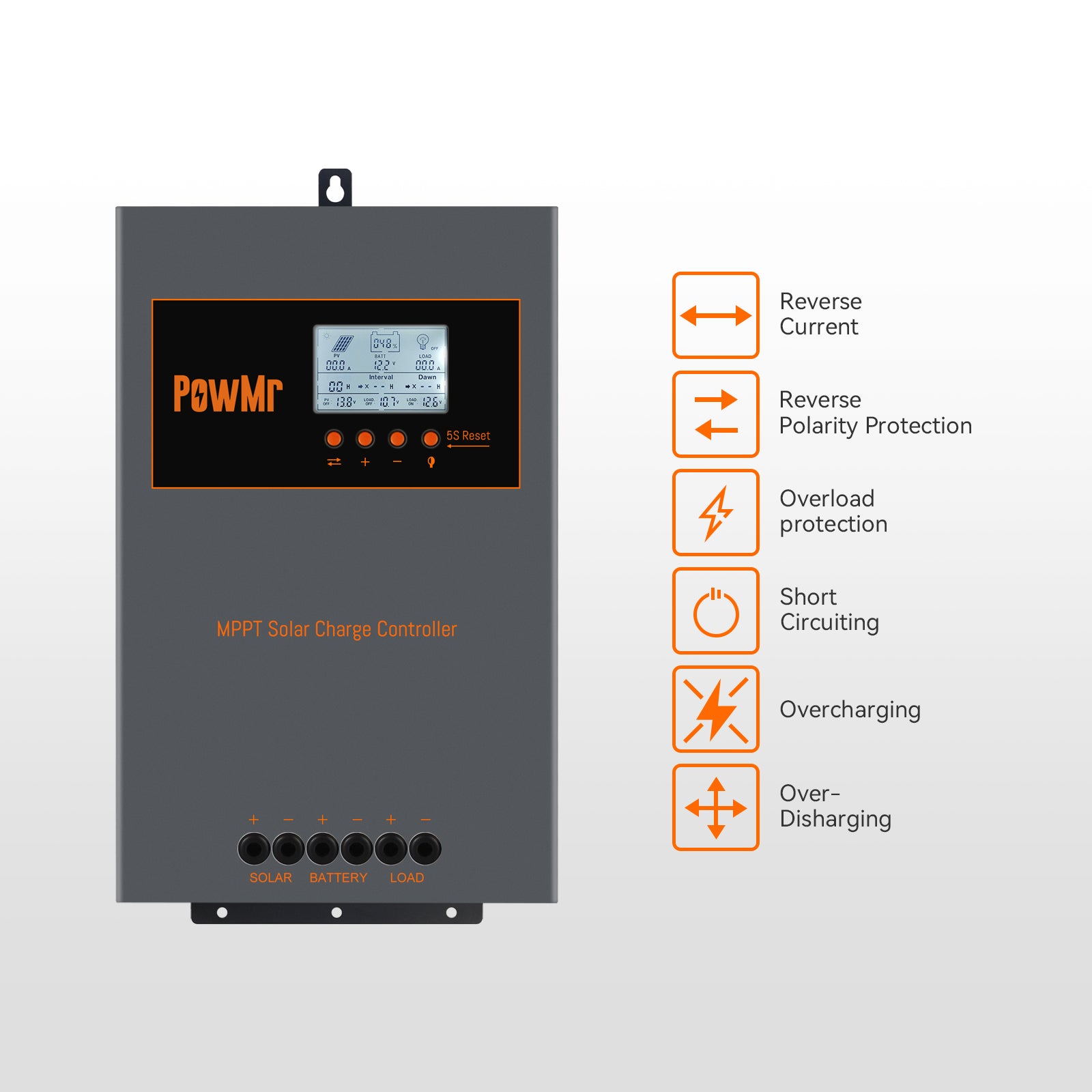 full system protections of 100a mppt soalr charge controller