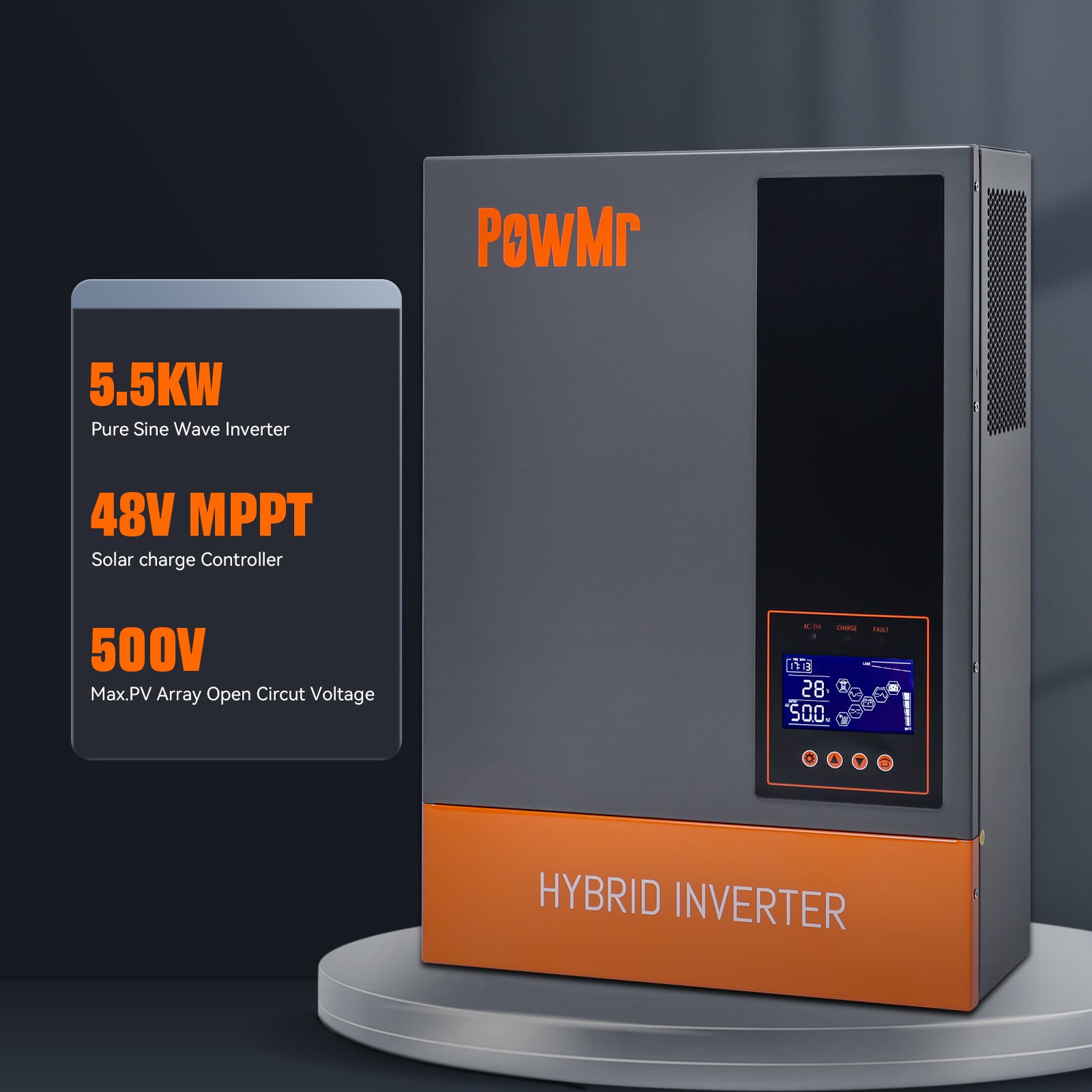 5.5kw hybrid inverter with mppt solar charge controller for 48v solar batteries