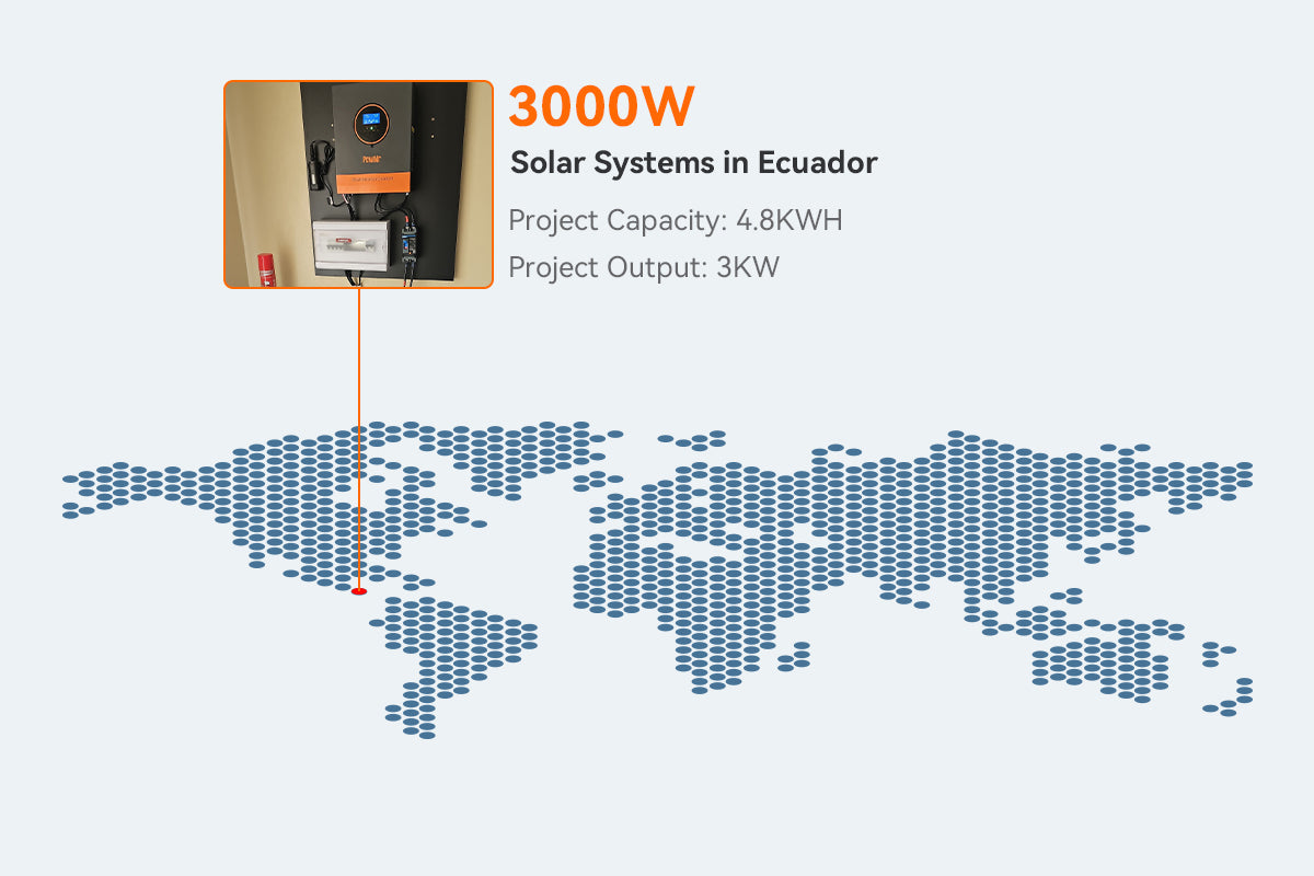 3kw inverter with two 12v 200ah batteries installed in Ecuador