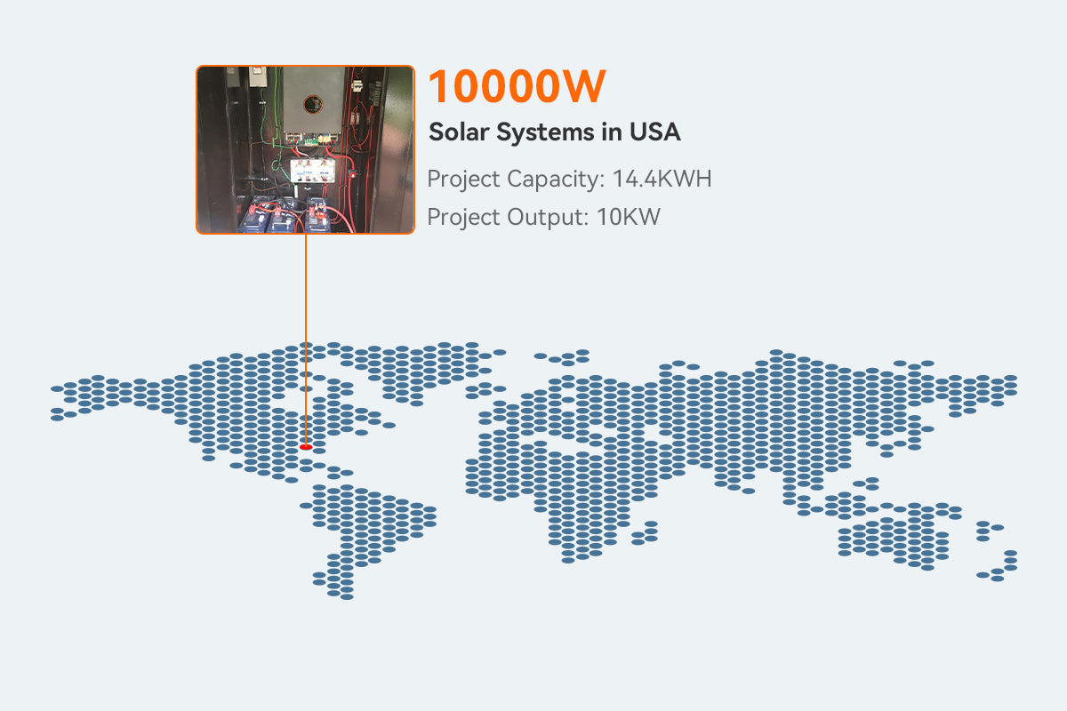 10kw split phase solar system with three 48v battery in USA