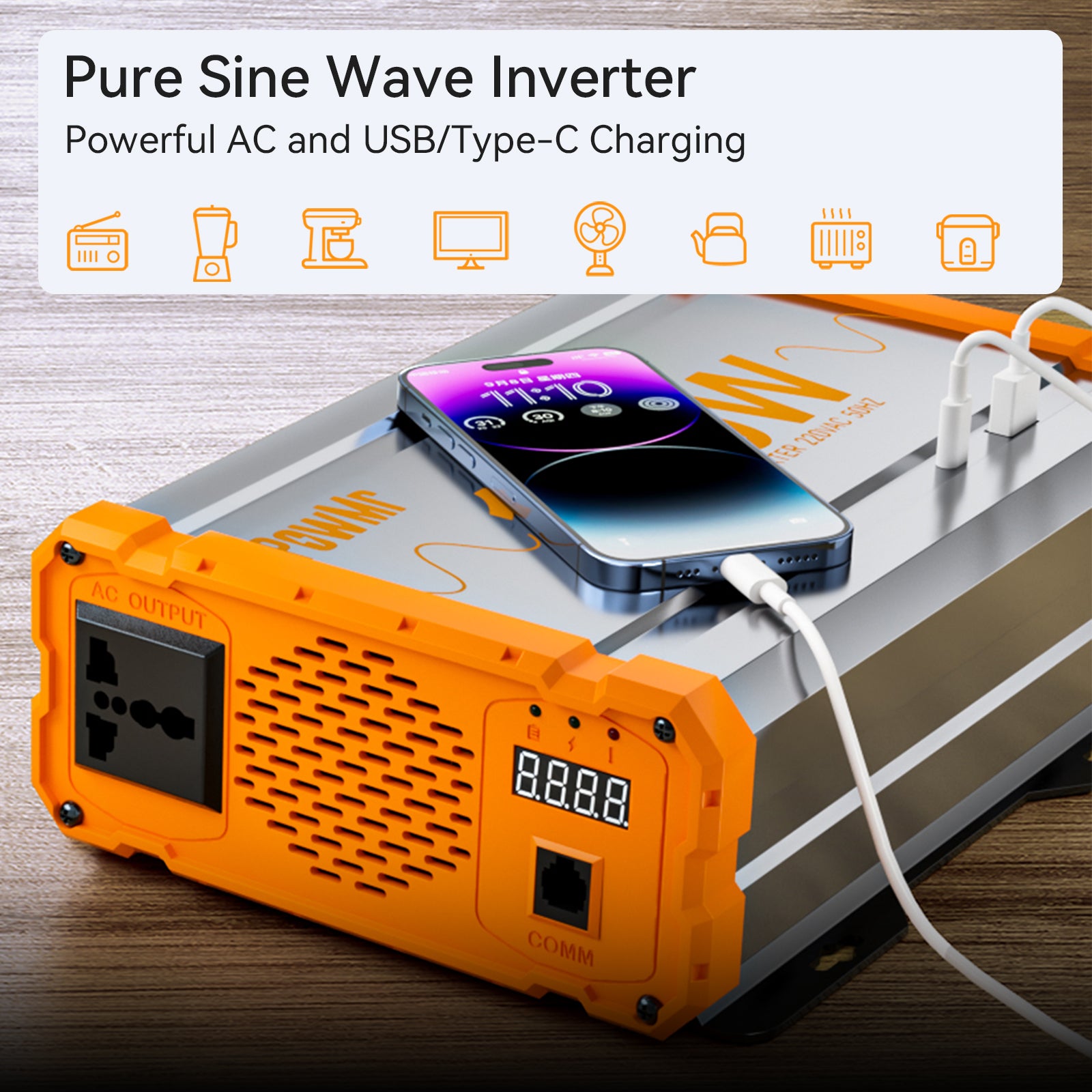 pure sine wave power inverter 12v 220v 2000w high efficient off grid  voltage solar converter LED Display MKP2000-122