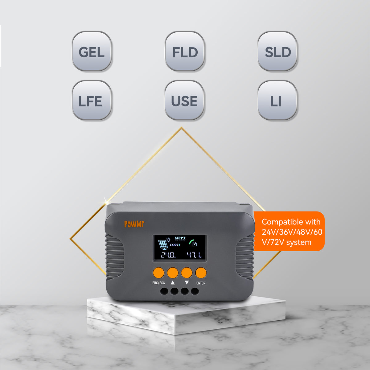 10A 24V 36V 48V 60V 72V MPPT Solar Charge Controller – PowMr