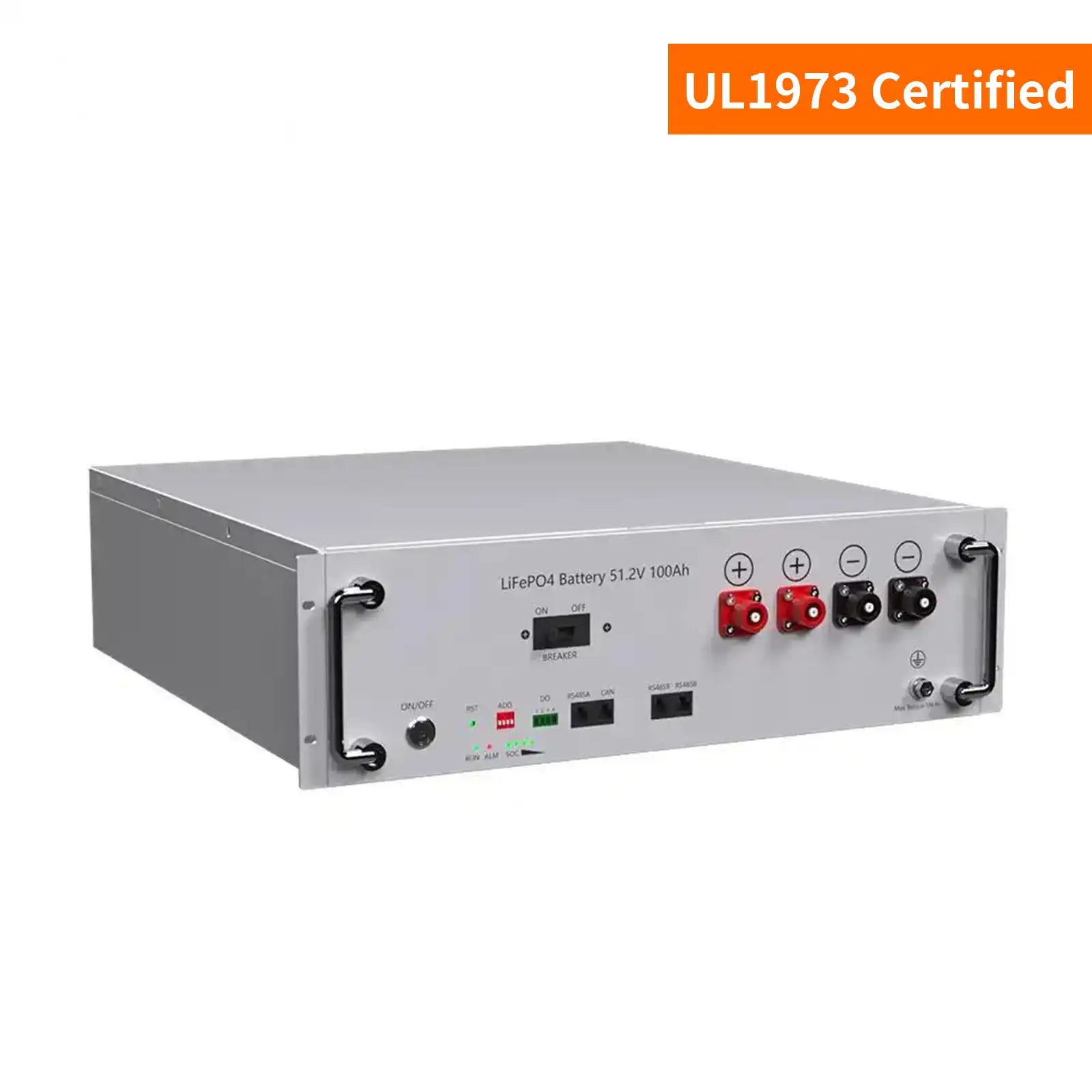 100Ah 51.2V Stackable Lithium Battery with 100A Max Charging Discharging Current UL1973 Certified