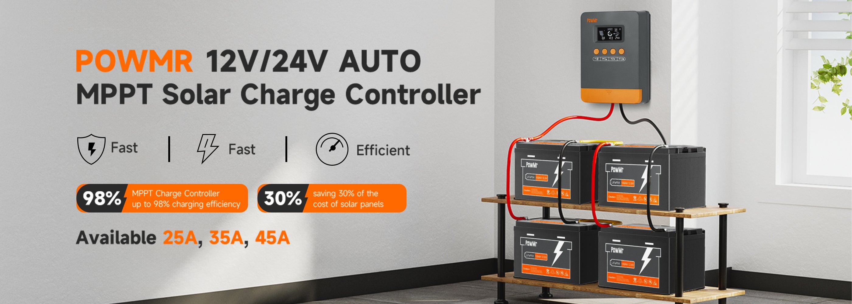 25A 12V/24V MPPT Solar Charge Controller – PowMr