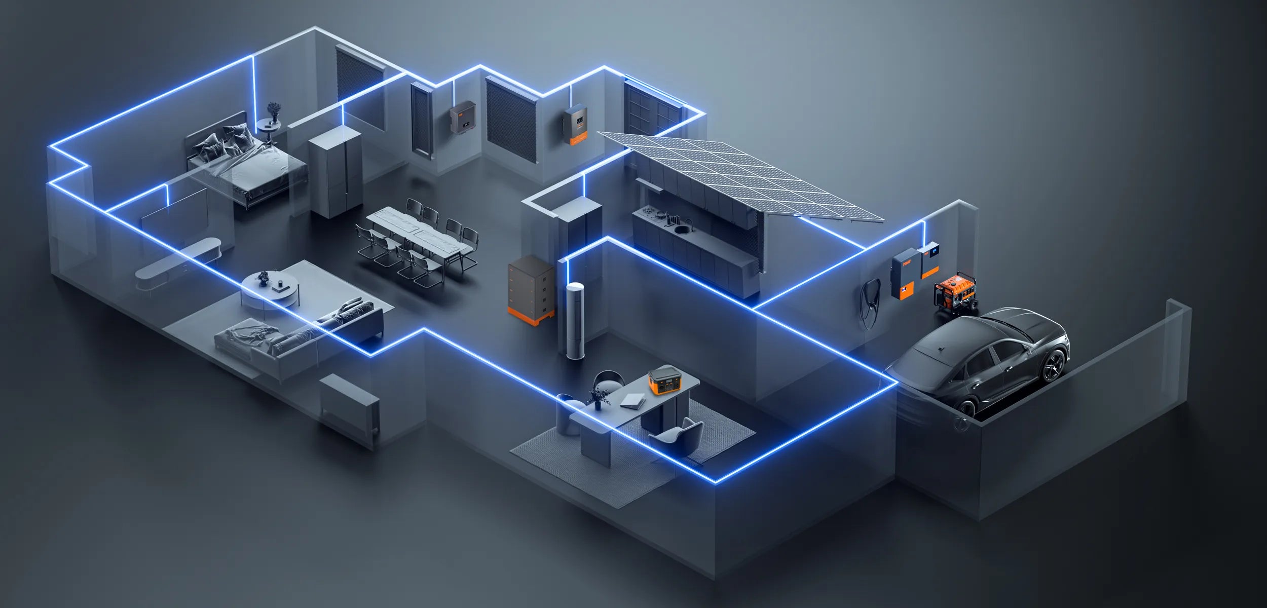 Smart Home Energy Management System Featuring Solar Panels, Hybrid Inverter, Battery Storage and Electric Vehicle Charging