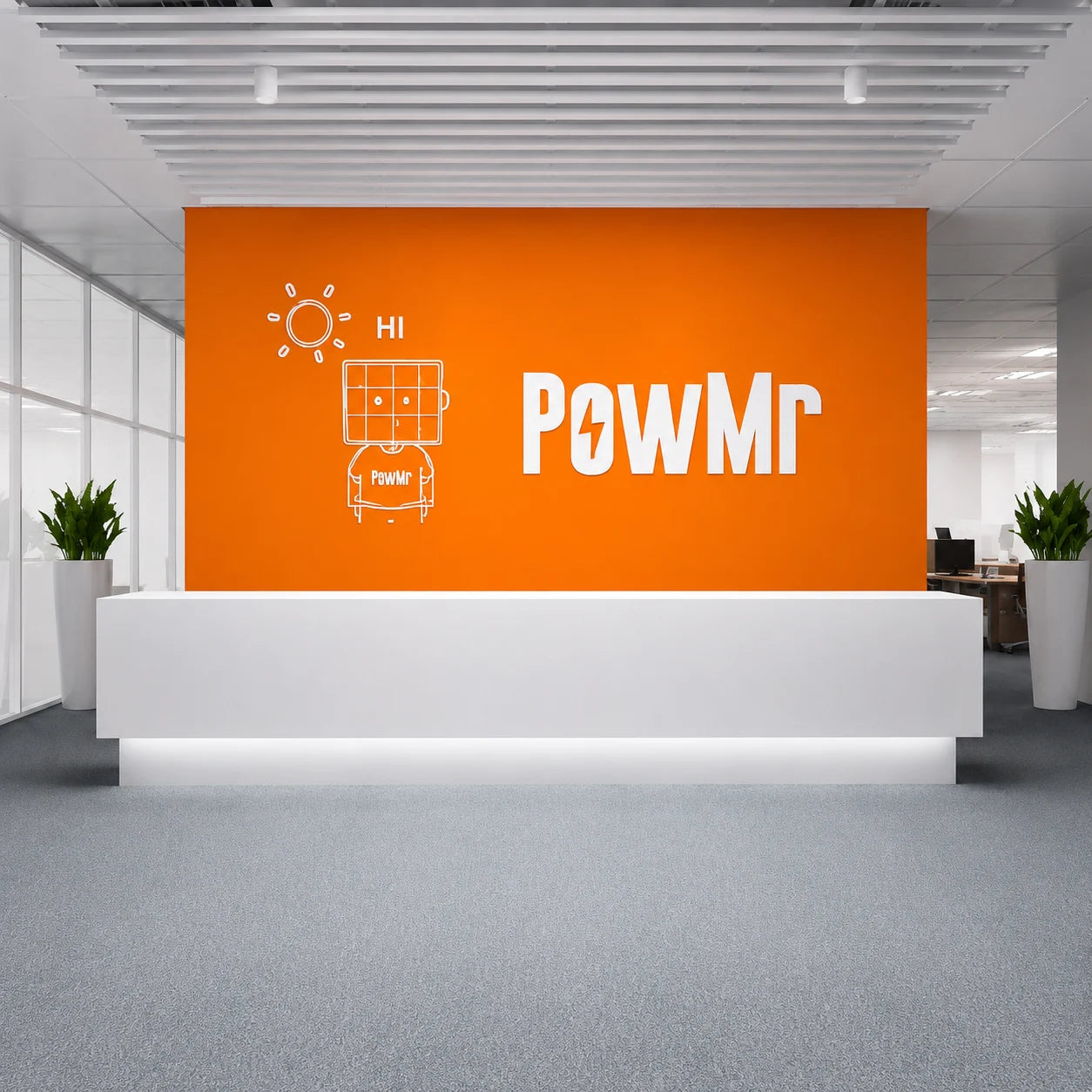 PowMr corporate headquarters reception showcasing renewable energy innovation