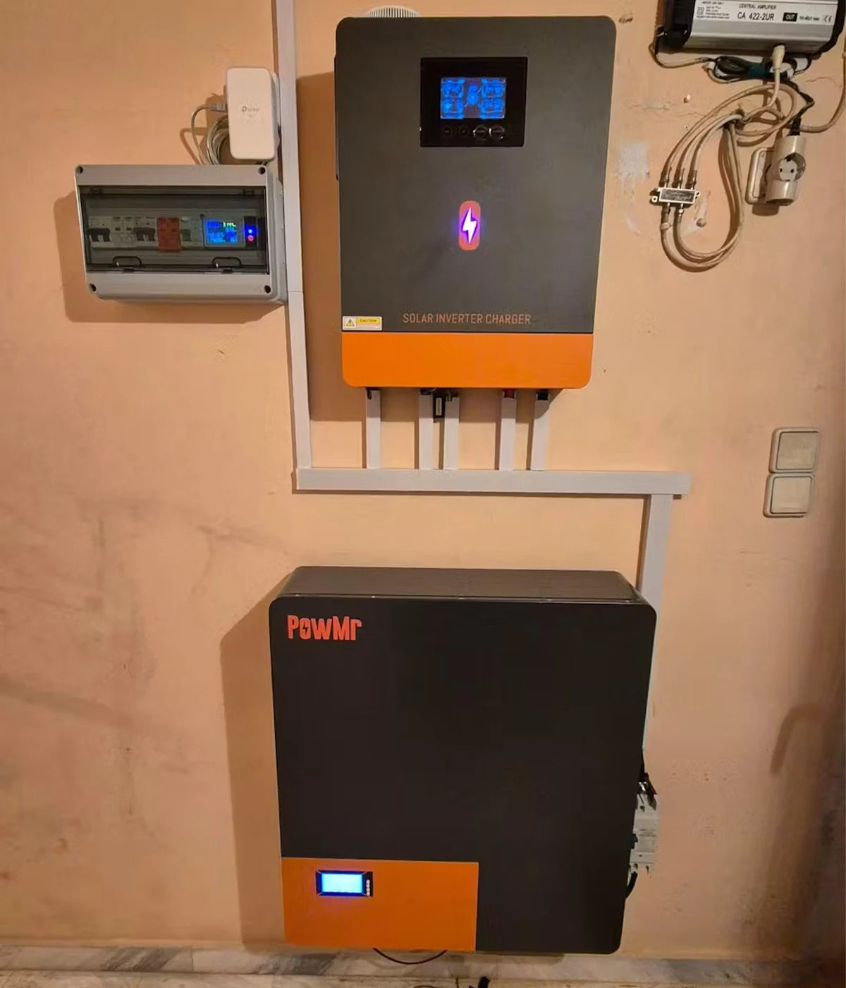 PowMr solar inverter charger and lithium battery backup system installed for home energy storage