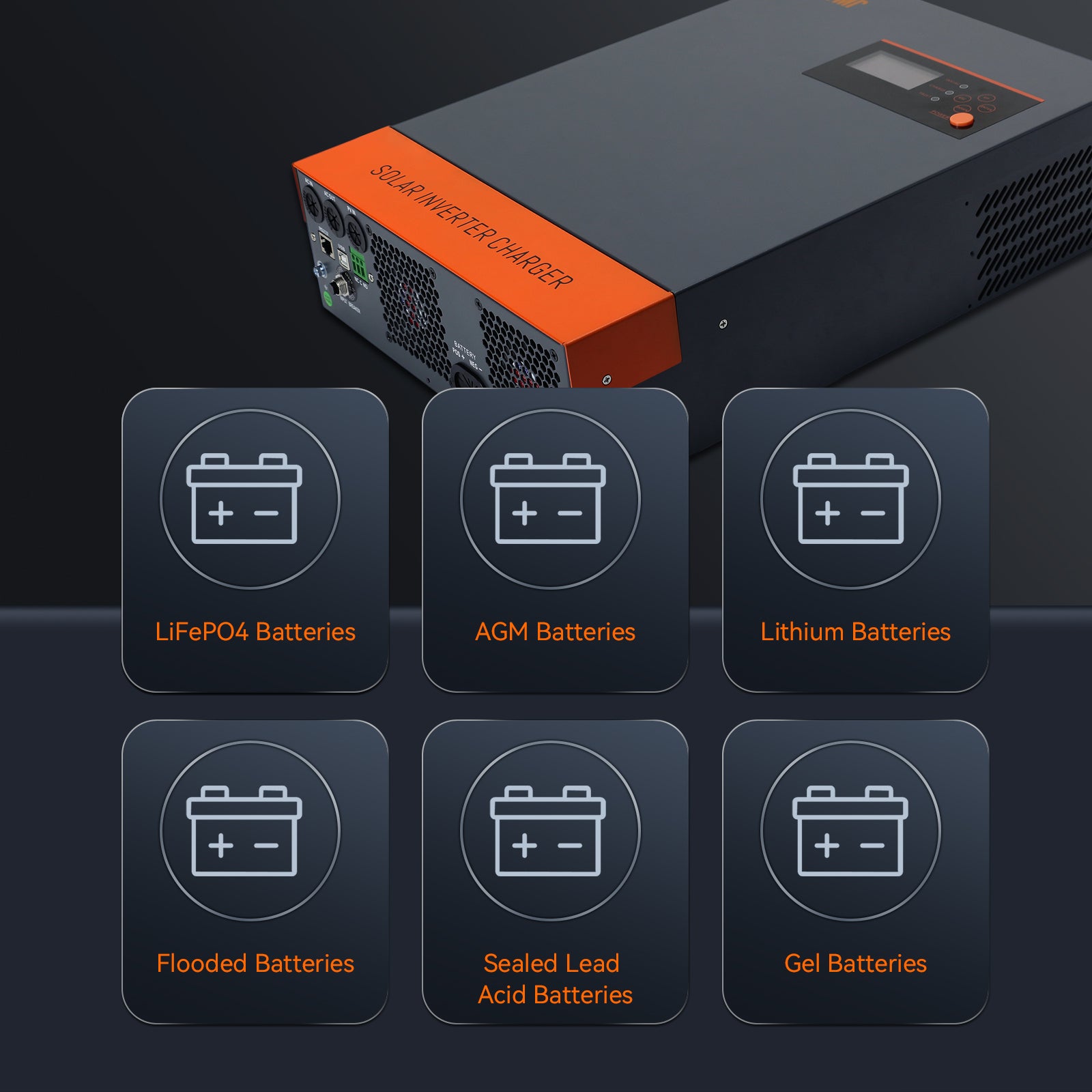 mppt solar charge controller for agm, slead acid, lifepo4, flooded, lithium batteries
