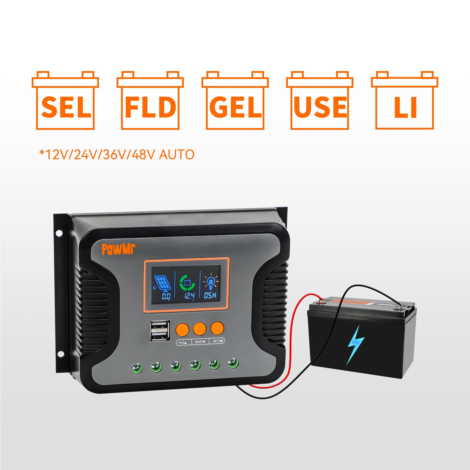 PWM solar charge controller for 12v 24v 36v 48v solar batteries